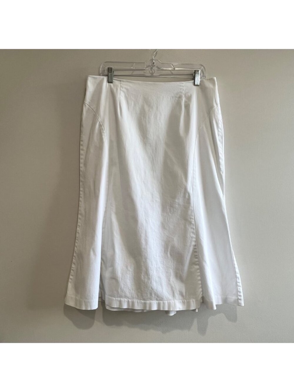 Ashley Stewart A-Line Midi Skirt Womens 14W White Cotton/Spandex